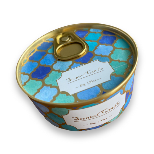 Blue mosaic “tin-can”dle